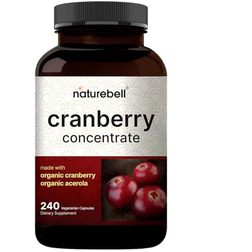 NatureBell Cranberry Pills with Acerola, 240 Veggie Capsules | Fresh Cranberries Extract – Organic Ingredients – Supports Urinary Tract Health – Sugar Free 240 Count (Pack of 1)