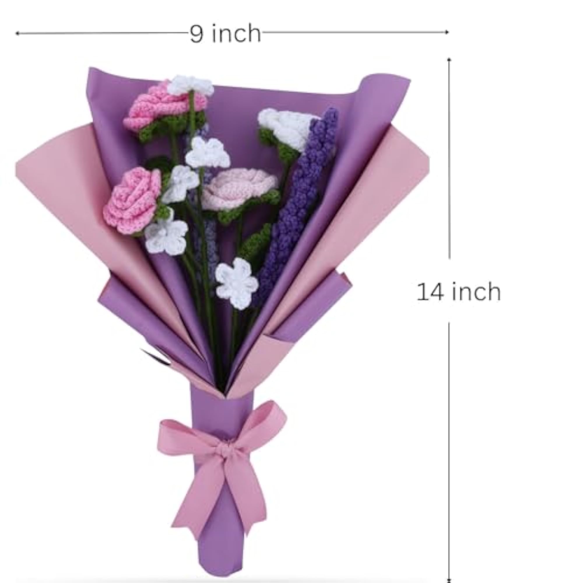 Artificial Crochet Forever Rose Flower Bouquet, Gift