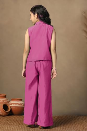 Image of Fashion Dream Girls Chanderi Ethnic Top & Palazzo Set|Indo Western Set|Salwar Suit