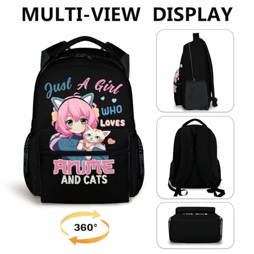 Kids School Backpack for Girls, 17 Inches Black Backpacks for School, Cute Pattern Large Capacity School Bag for Elementary4