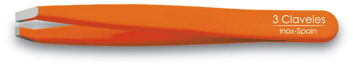 3 CLAVELES Pinza de Depilar Cangrejo de Color 9 cm, Naranja