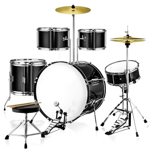 Bateria Acústica 2T Cromada Preto com Banco
