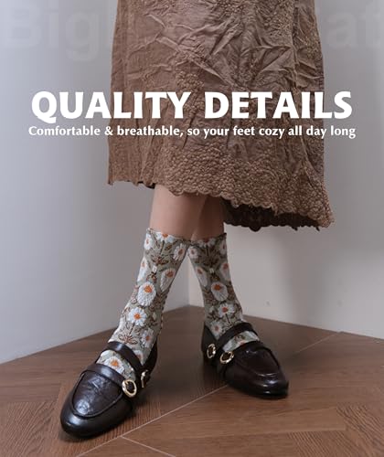 Image of IIG Womens Novelty Cotton Crew Socks Cute Animals Socks Fun Flower Socks (fit women's shoe size 5-9)