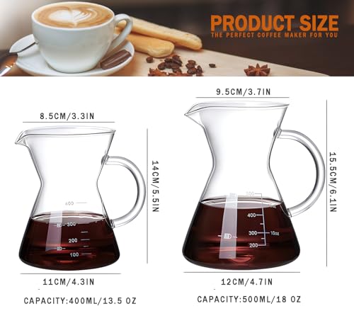 COFISUKI Pour Over Coffee Maker with Reusable Stainless Steel Drip Filter, Glass Drip Coffee Maker Set, Lead-Free Borosilicate Glass Coffee Carafe for 1-2Cup, Clear (400ml/13.5oz) by COFISUKI - Used condition - Image 3
