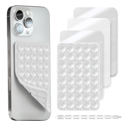 2 Pack Double-Sided Silicone Suction Cup Phone Case Mount, Sticky Grip Phone Holder with Enhanced Suction, More Secure Hands-Free Phone Accessory Holder for Selfies and Videos (Transparent)