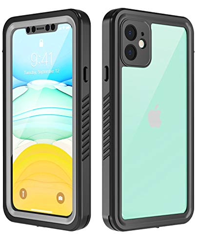 Temdan Designed for iPhone 11 Case,360 Full-Body Built-in Screen Protector Real Heavy Duty Rugged Shockproof Dustproof Cases for iPhone 11 6.1 inch 2019 Release-(Black/Clear)