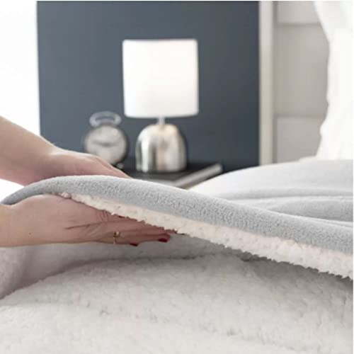 Edredom Cobertor Sherpa e Manta Microfibra Casa Dona (Cinza)