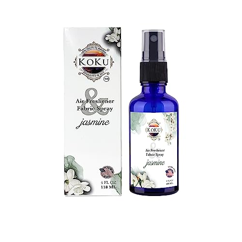 KoKu Scents of Paradise Jasmine Air Freshener - Room Spray - Odor Eliminator - Deodorizer - Car Air Freshener - Home Spray - Linen Spray - Fabric Refresher - Non-Toxic - Alcohol Free – 4 Oz