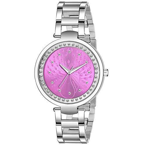Image of Acnos Silver Plated Mesh Chain Analog Watch for Women - Black /Blue /White /Pink /Brown Dial