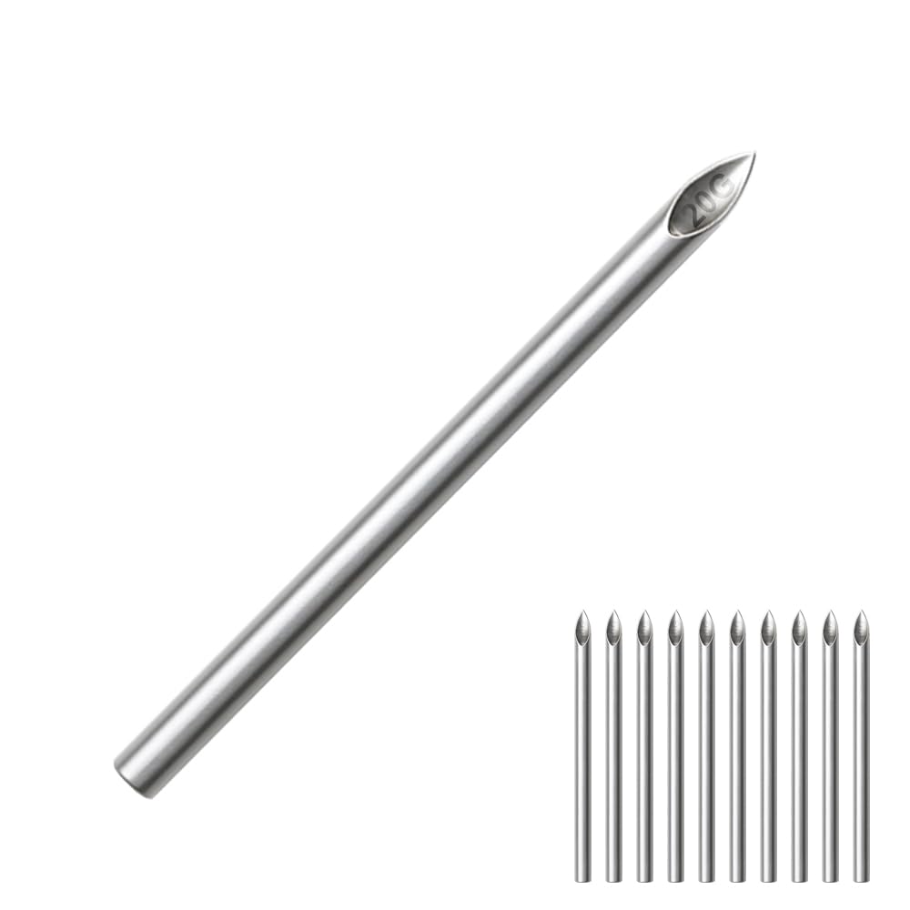 10Pcs Body Piercing Needles, E.O Gas Sterilised Individual Packed 10G, 12G, 13G, 14G, 15G, 16G, 18G & 20G (20)