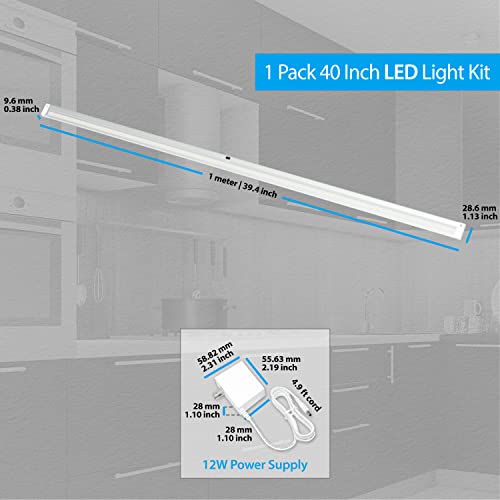 EShine Hand Wave Activated Under Cabinet LED Lighting Kit, Dimmable, 1-Pack 40 in - Touchless Dimming Control, White Under Counter Lights for Kitchen, Garage, Office, Shelf - Warm White (3000K) by EShine - Image 8