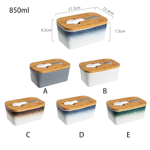 Dxcaicc Butter Dish with Lid,Butter Dish for Countertop,Wood Butter Lid, 850ML Large Butter Container with Knife, Home Decor Kitchen Gift ,D