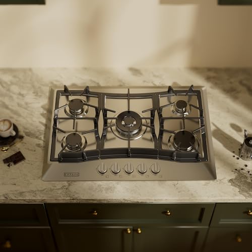 Image of Empava 30 in. Gas Stove Cooktop with 5 3rd Gen Italy Sabaf Sealed Burners in Stainless Steel, 30 Inch, Silver