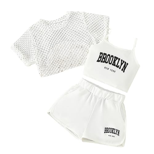Ensemble 3 pièces fille 8-14 ans avec haut sans manches et short ample