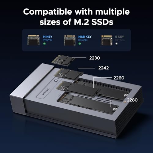 UGREEN 40Gbps Dual-Bay M.2 NVMe SSD Enclosure, USB4 NVMe Enclosure with Cooling Fan, Support One-key Clone, UASP & TRIM, SSD Docking Station Compatible MacBook M1 M2 M3 M4 Pro/Max, Up to 3300MB/s - Image 4