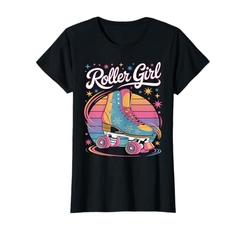 Roller Girl Skater 80's Roller Skates 70s 90s Patinaje sobre ruedas Camiseta