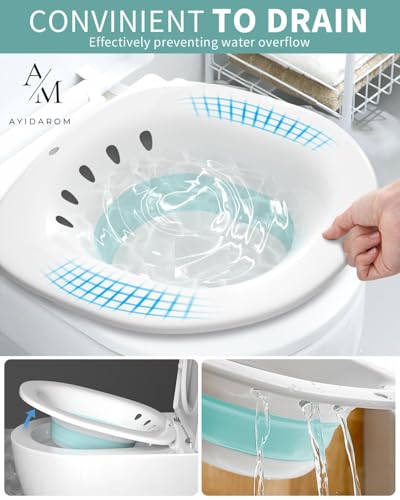 Image of Sitz Bath Tub with Air Pump for Women & Men, Large Capacity Portable Perineal Soaking Basin, Suitable for Postpartum Care, Hemorrhoids Recovery(Tub Seat with Flusher