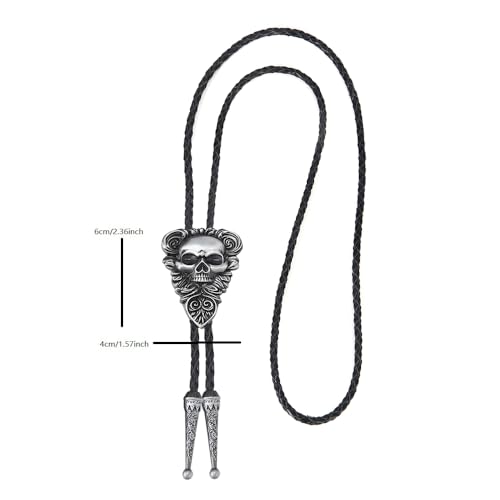 Image of Joxevyia Bolo Tie for Men Vintage Cow Skull Leather Rope Western Cowboy Necktie Vintage Bola Tie Gift for Him