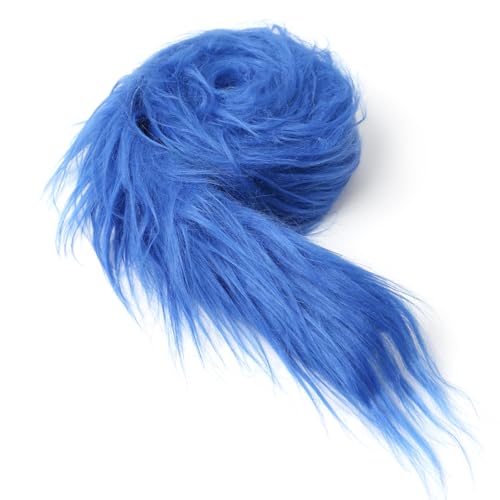 Shaggy Plush Faux Fur Fabric Precut Strips Sapphire Blue Fur Fluffy Fuzzy Craft Fur for Christmas Decoration DIY Craft Gnomes Beard Hair Dwarf Cosplay Costume (Royal Blue, 2x60 inch)