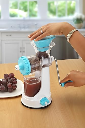 Image of Homeor Juicer Machine for Fruits and Vegetables with Steel Handle & Vacuum Looking System, Instant Citrus Hand Press Juicer, Hand Juicer Machine, Manual Juicer Machine for Home, 1 Piece, Blue