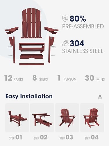 Kingyes Folding Adjustable Adirondack Chair With Ottoman thumb #4