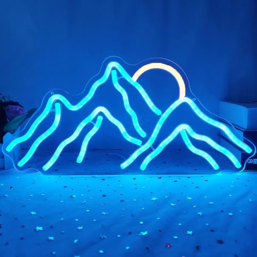 Image of LED Decorative Lights USB Mountains Sunrise Sunset Led Neon Signs Home Decoration Wall Art Holiday Gift Brightness Adjustable 16.5''x11.8''