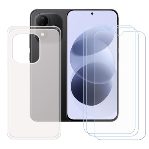 BMPNLSZ �������P�[�X�K�p Redmi Note 17�p+[3�p�b�N]HD�����K���X�ėp | HD�����K���X�V���J�Q���V�F��TPU�ی�o�b�N�V�F���ėp�V�F��-Redmi Note 17�p�X�N���C�u�h�~�ی�J�o�[(7,0")