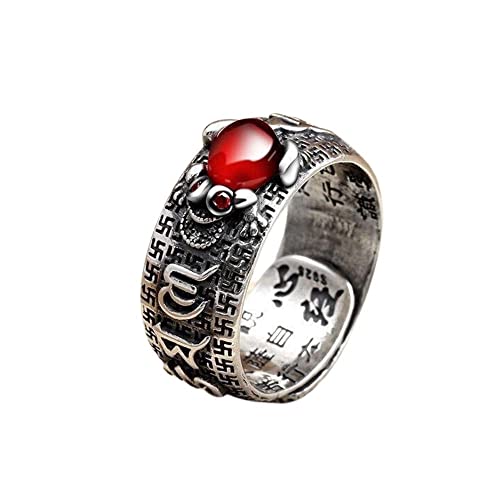 Pingyongchang Feng Shui PiXiu Mantra Protection Wealth Ring Amult Pi Xiu Adjustable Ring for Men Women Father's Day Mother's Day