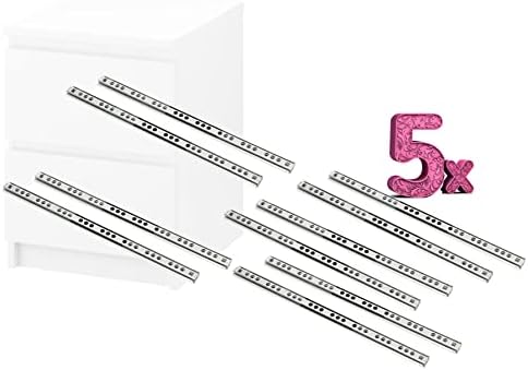 Emuca - Set Schubladenführungen, vollauszug mit Rollen, Lot von 5, Verzinktem, 250 mm Emuca - Set Schubladenführungen, vollauszug mit Rollen, Lot von 5, Verzinktem, 250 mm