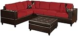 Bobkona Trenton 2-Piece Sectional Sofa with Accent Pillows, Red