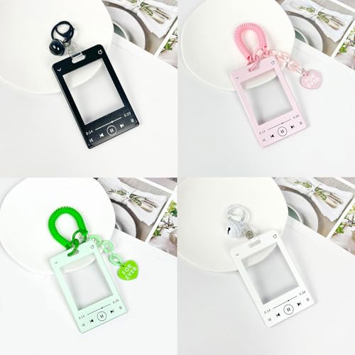 Card Holder, Music Player Theme Card Protector with Pendant Keychain4