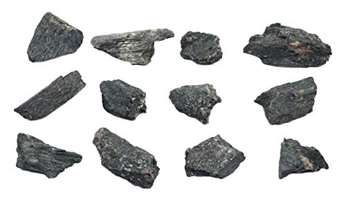 Image of EISCO 12PK Raw Hornblende, Amphibole Mineral Specimens - Approx. 1 inch - Geologist Selected & Hand Processed - Great for Science Classrooms - Class Pack