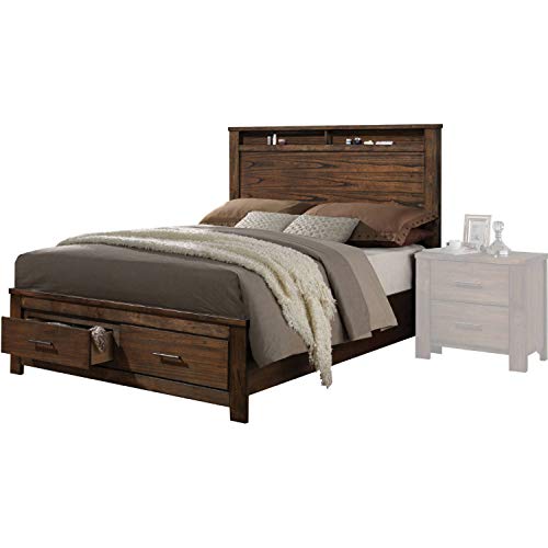Knocbel Country-Cottage Queen Bed Frame With 2 Drawers, Wood Platform Bed Mattress Foundation With Slats Support & Storage Headboard, 85" L X 64" W X 55" H (Oak) #TOP7