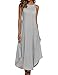 Halife Women Summer Boho Sleeveless Stripe Long Maxi Beach Dress (M, Grey)