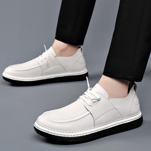 Men's Leather Flat Penny Loafers Comfortable Round Toe Soft Sole Foldable Non-Slip Work Driving Oxford Shoes 7