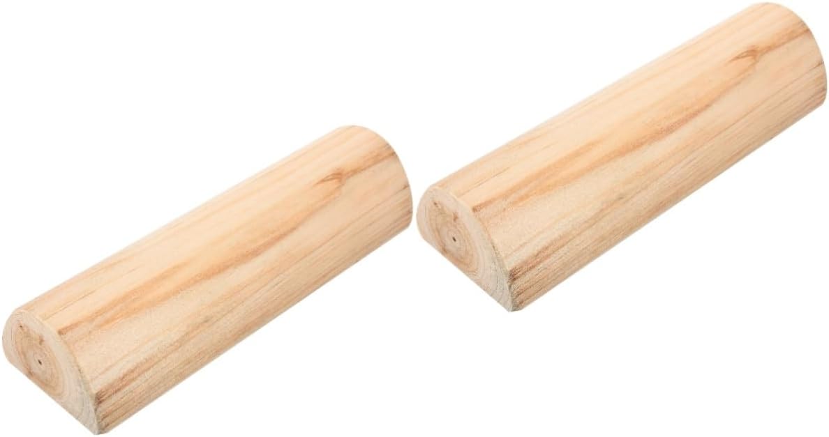KICHOUSE 2pcs Pillow Neck Pain Relief Pillow Japanese Sauna Wooden Cervical Support Smooth Surface