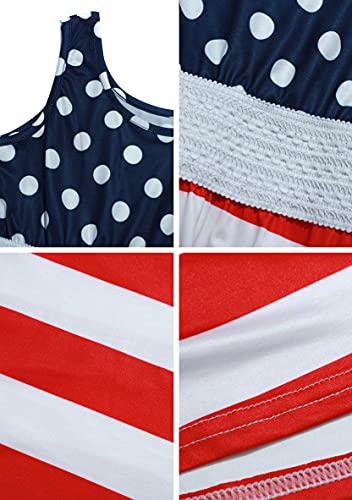 Wiwiqs Toddler Baby Girls 4Th Of July Dress Red Stripe Blue White Stars Dress Sundress Round Neck Sleeveless Loose Dress 6-7 Years #TOP4