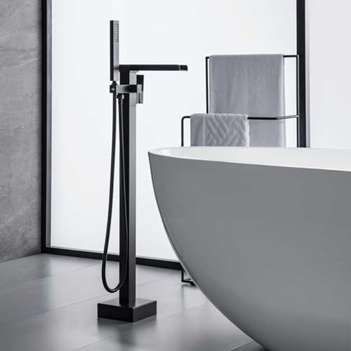 Robinet mitigeur de douche sur pied noir mat cascade 2 fonctions monocommande - 6