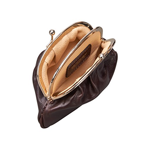 Maxwell Scott | Personalized Womens Luxury Leather Classic Ball Clasp Coin Wallet | The Sabina | Ladies Cash Holder Purse | Dark Chocolate Brown #TOP4