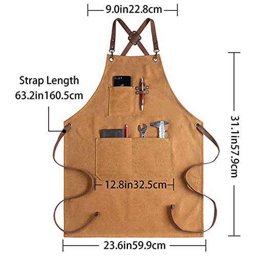 JXXUIRUIEEN Gardening Tools Apron Kitchen Restaurant Workers Barber Shop Carpenter Work Apron(Brown) - Image 2