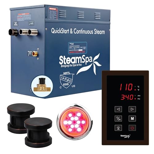 STEAMSPA 12kW Steam Sauna Generator Sentry Series 240V Steam Generator with Touch Screen, Steamhead, Built-in Steam Shower Auto Drain, ACU Quickstart Steam Bath Generator (Bronze)