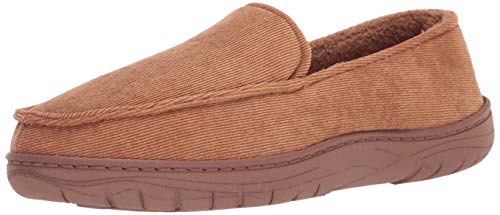 Hanes Men s Corduroy Venetian Slipper Shoe - Memory Foam with Indoor Outdoor Sole, Tan, Medium