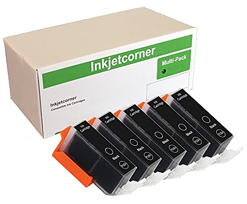 Inkjetcorner Compatible Ink Cartridge Replacement for PGI-220BK PGI-220 for use with iP3600 iP4600 iP4700 MP560 MP620 MP640 MX860 MX870 (Big Black, 5-Pack)