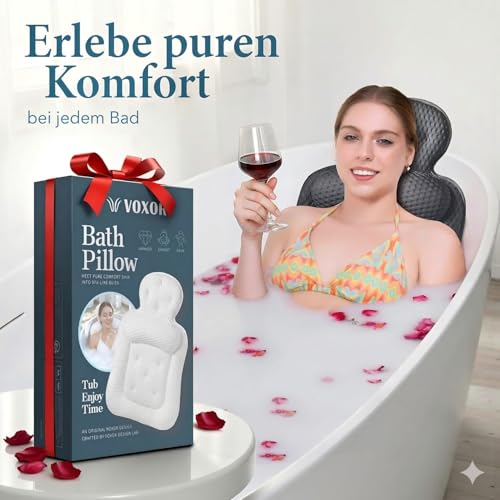 Badewannenkissen für die Wanne, Badewannenkissen für Kopf und Nacken mit weichem 3D-Mesh-Gewebe und 54 rutschfesten Saugnäpfen, entspannendes Wannen- und Duschzubehör Spa Geschenk Grau, Standard