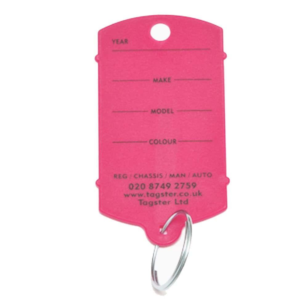 Key tags - Vehicle plastic key tags (200) with metal split rings - 11 colours (Magenta)