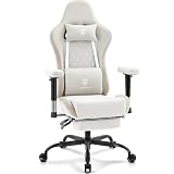 Morkprism Gaming Chair,Computer Office Chair with Massage,Gel Pad,Beige