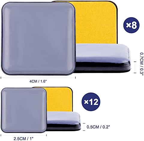20 Pcs Furniture Gliders for Carpet,Furniture Sliders for Wooden Floors, Easy Gliders for Furniture,Furniture Movers for Heavy ItemsSquare