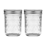 Ball Regular Mouth Quilted Crystal Glass Mason Jars with Lids and Bands, Used for Canning, Pickling, Juice, Jam, Jelly, Half Pint Size (Pack of 2)
