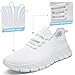 Mens Running Shoes Tennis Walking Gym Workout Slip on Athletic Fashion Sneakers Breathable Lightweight Sport Jogging Hiking Casual Shoe White Size 6.5