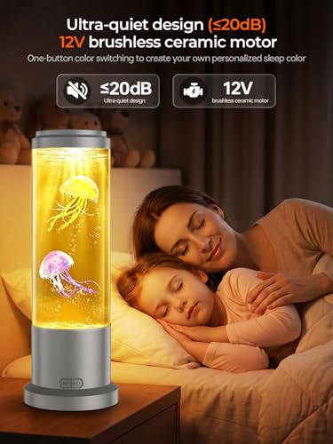 Image of Jellyfish Lamp,16 Color Mood Night Light, Whisper-Quiet Sensory Aquarium Light, Dual Power Mode Decorative Night Lamp with Remote Control & Timer Suitable for Home Office Decoration and Gifts
